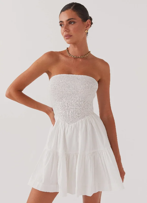 Harper Strapless Mini Dress - White Trendy Wraparound Mini Dress
