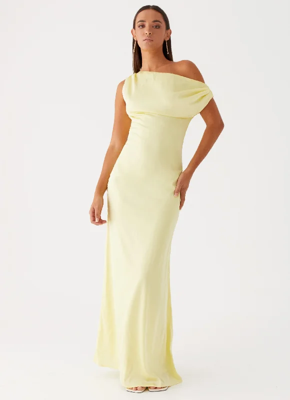 Heart Of Glass Satin Maxi Dress - Yellow Classic Black Maxi Dress