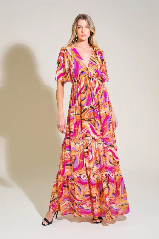 REFRESHING VIBE WOVEN MAXI DRESS Trendy Maxi Dress with Belt