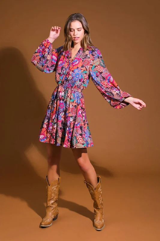 FLORAL BLISS WOVEN MINI DRESS Fashionable Polka Dot Mini Dress