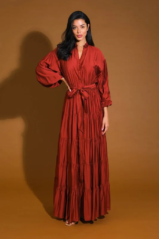 PERFECT POTENTIAL WOVEN MAXI DRESS Fashionable Button-Down Maxi Dress