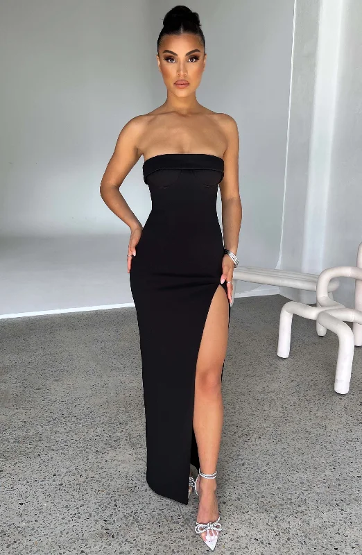 Indica Maxi Dress - Black Cozy Longline Maxi Dress