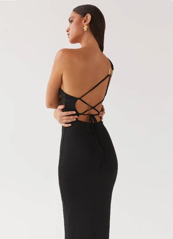 Iris Backless Maxi Dress - Black Trendy Maxi Dress with Lace