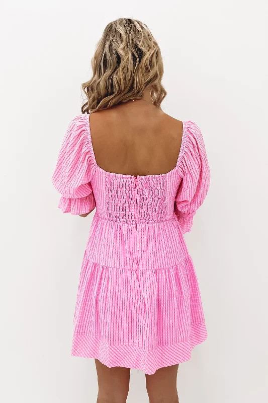 Khloe Mini Dress Pink Cozy Ribbed Mini Dress