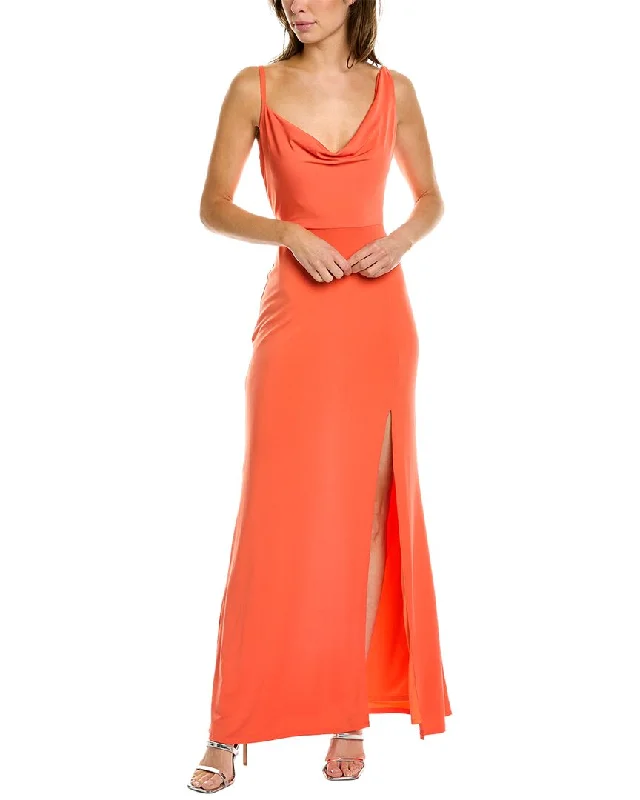 Laundry by Shelli Segal Cowl Maxi Dress Cozy Ruffle Sleeve Maxi Dress