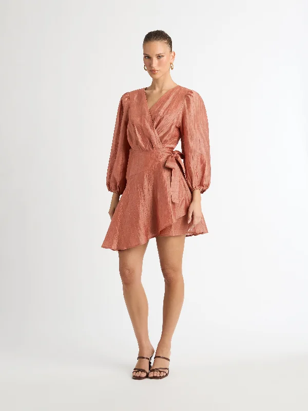 LEAH MINI DRESS Trendy Wraparound Mini Dress