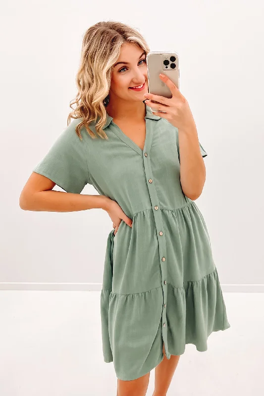 Little Paradise Mini Dress Sage Trendy A-Line Mini Dress