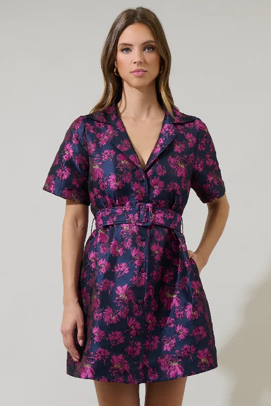 Lorna Jacquard Floral De Soto Collared Mini Dress Cozy T-Shirt Mini Dress