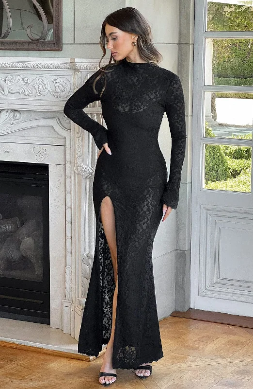 Lourdes Maxi Dress - Black Stylish Longline Maxi Dress