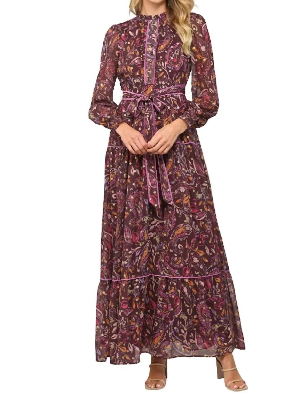 Lurex Dot Maxi Dress In Plum Cozy Knitted Maxi Dress