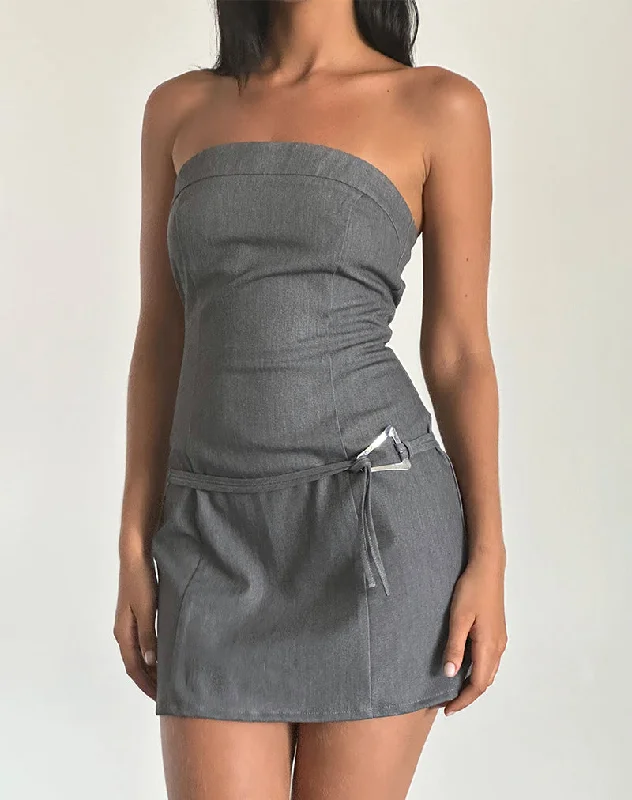 Magaska Bandeau Mini Dress in Tailoring Charcoal Classic White Mini Dress