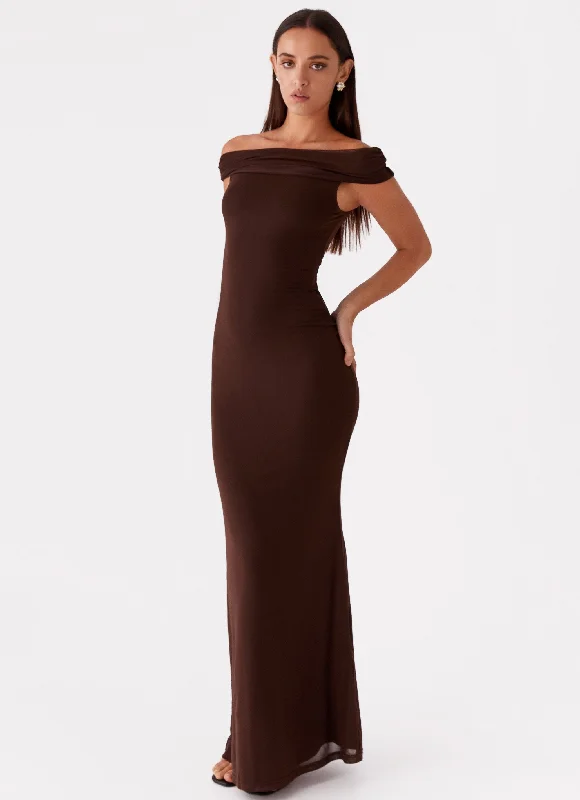 Marilyn Maxi Dress - Chocolate Comfortable T-Shirt Maxi Dress