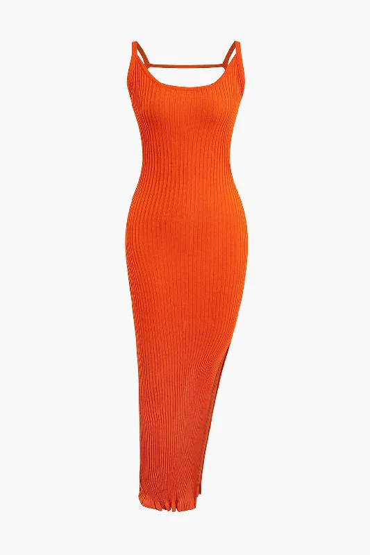 Slit Backless Tank Maxi Dress Comfortable Maxi Dress with Slits
