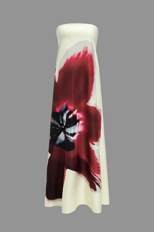 Floral Print Belted Back Maxi Dress Comfortable Fitted Maxi Dress