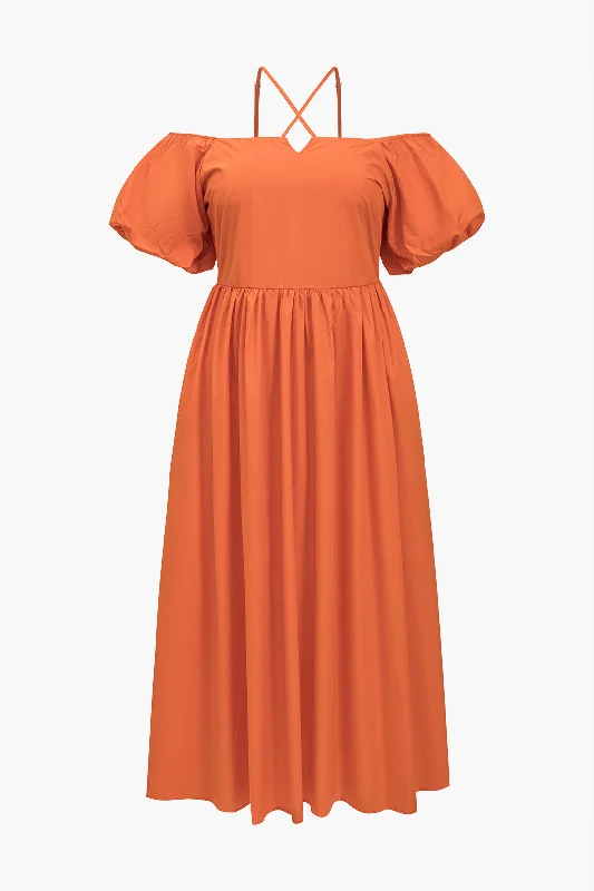 Plus Size Criss Cross Maxi Dress Fashionable High-Waist Maxi Dress