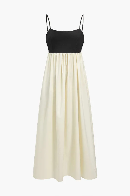 Contrast Slip Maxi Dress Elegant Silk Maxi Dress