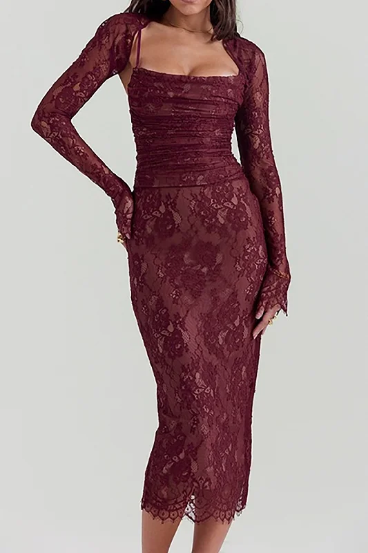 Lace Cami Maxi Dress With Long Sleeve Shrug Cozy Ribbed Maxi Dress