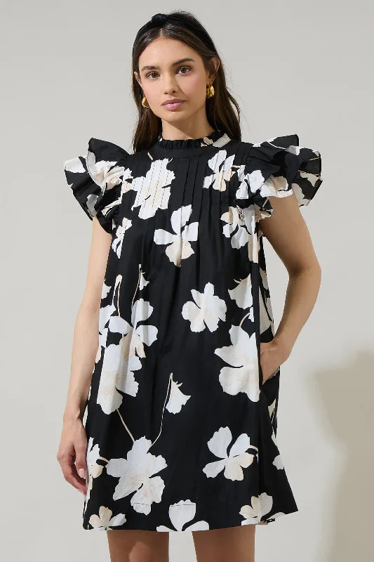 Medina Floral Lovel Shift Mini Dress Elegant Satin Lace Mini Dress