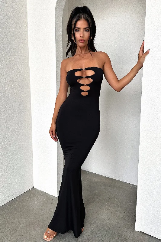 Miami Maxi Dress - Black Fashionable Layered Maxi Dress