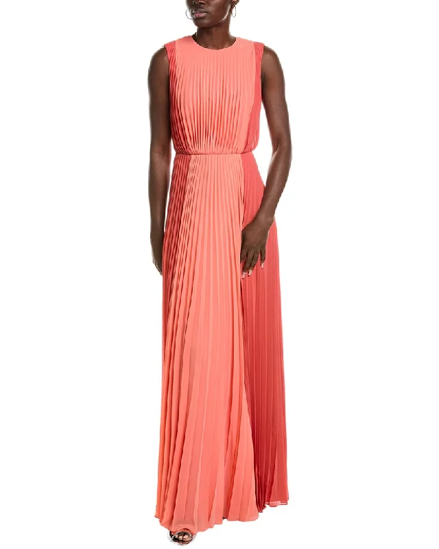 Mikael Aghal Maxi Dress Stylish Pleated A-Line Maxi Dress