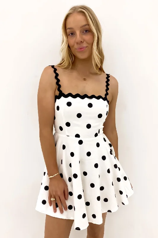 Moses Mini Dress White Black Polka Dot Elegant Tulle Mini Dress