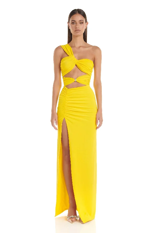 Natalie Maxi Dress | Yellow Trendy Maxi Dress with Straps