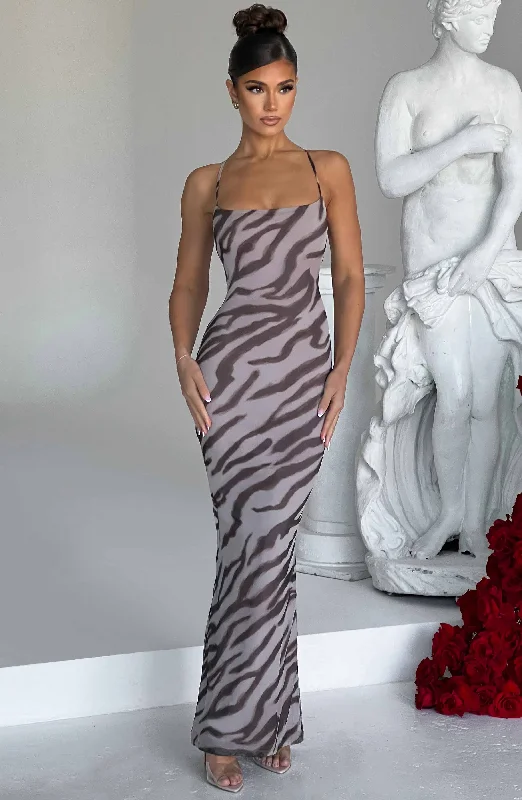 Nessa Maxi Dress - Zebra Print Fashionable Printed Maxi Dress