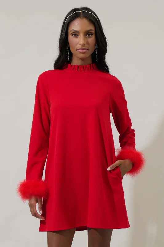 Nivea Feather Shift Mini Dress Comfortable Ruffle Mini Dress