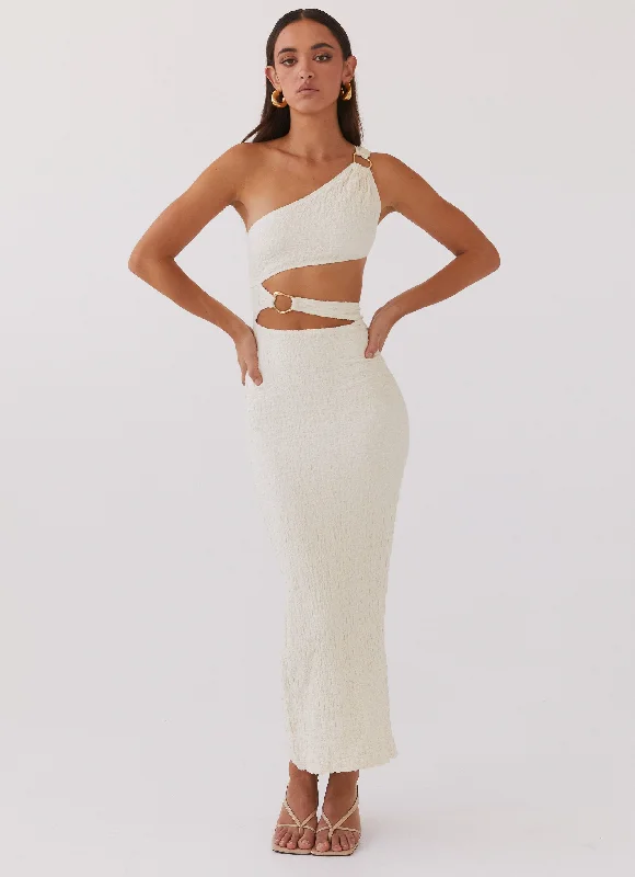 North Haven Maxi Dress - Ivory Wave Cozy Longline Maxi Dress