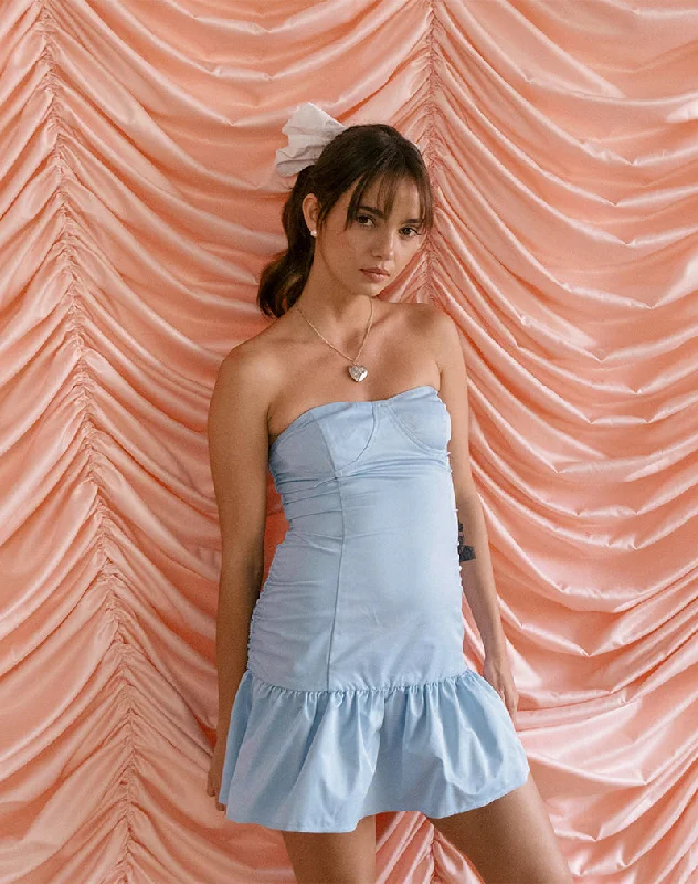 Okapi Mini Dress in Powder Blue Fashionable A-Line Mini Dress