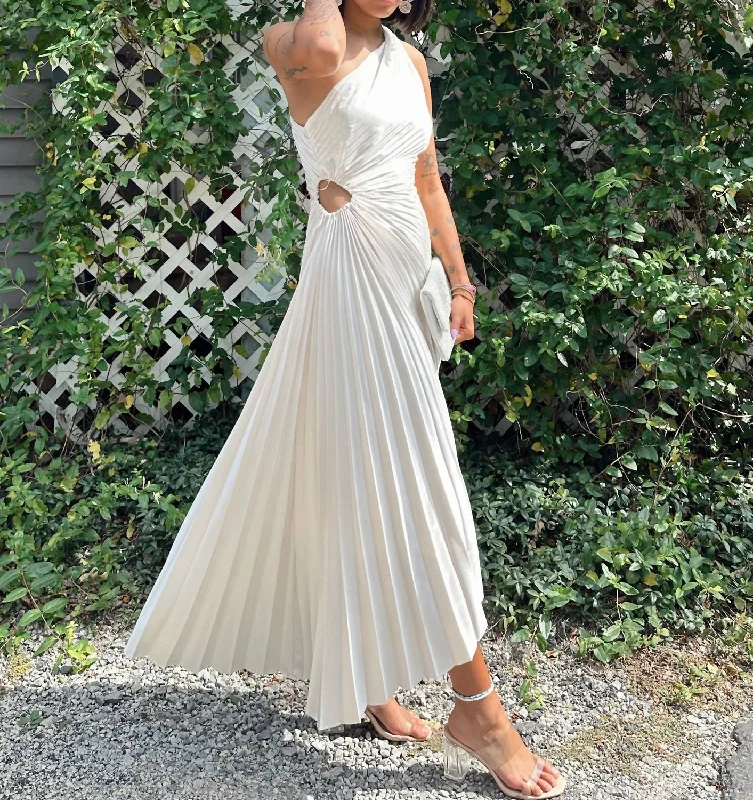 Olympia Maxi Dress In Pearl Fashionable Halter Neck Maxi Dress