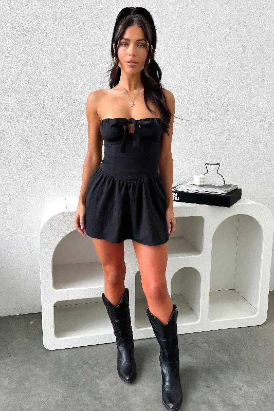Penton Mini Dress - Black Elegant Tulle Mini Dress