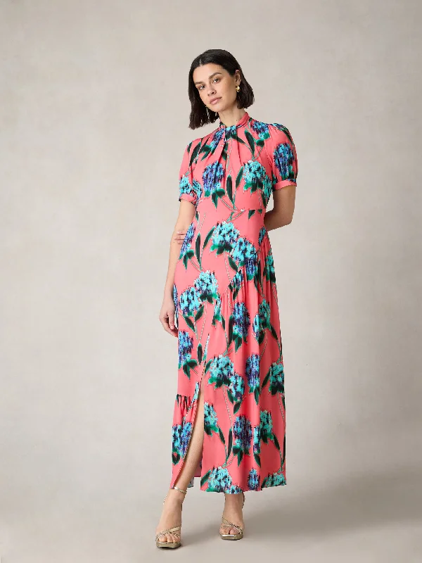 Petite Scarlett Pink Floral Print Twist Neck Maxi Dress Trendy Maxi Dress with Straps
