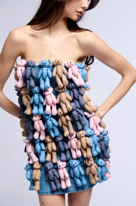 READY TEDDY BEAR MINI DRESS Chic Tropical Mini Dress