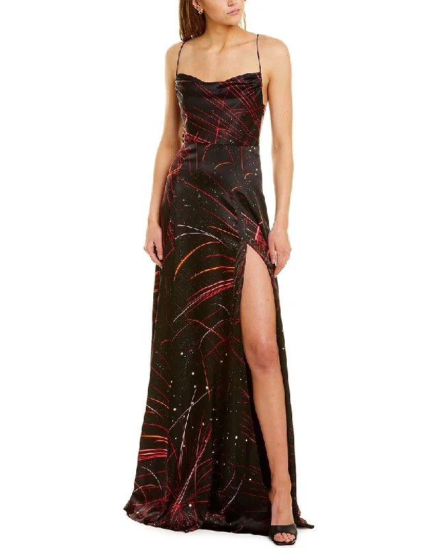Retrofete Gracie Silk-Blend Maxi Dress Stylish Long Sleeve Maxi Dress