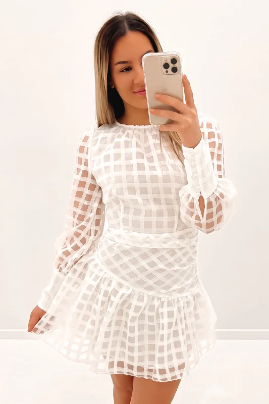 Rhianna Mini Dress White Fashionable Pleated Mini Dress