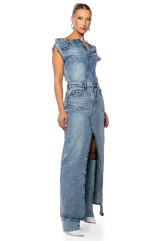 RULE THE WORLD DENIM MAXI DRESS Chic Summer Floral Maxi Dress