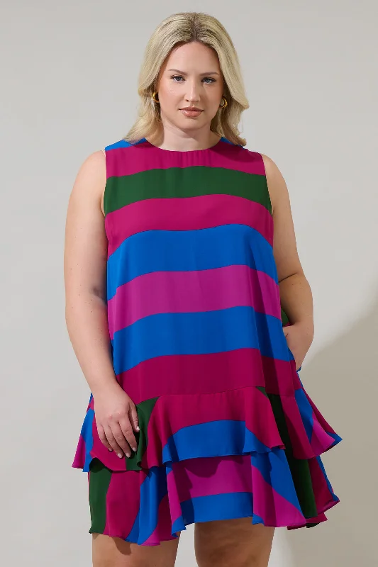 Saige Striped Una Shift Mini Dress Curve Cozy Ribbed Mini Dress
