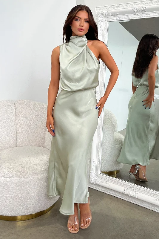 Santorini Maxi Dress - Sage Comfortable Long-Sleeve Maxi Dress