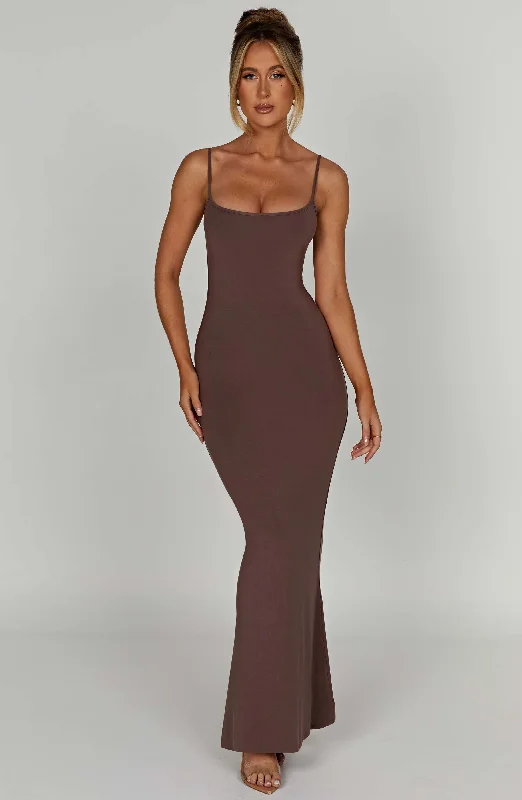 Saskia Maxi Dress - Chocolate Stylish Empire Waist Maxi Dress