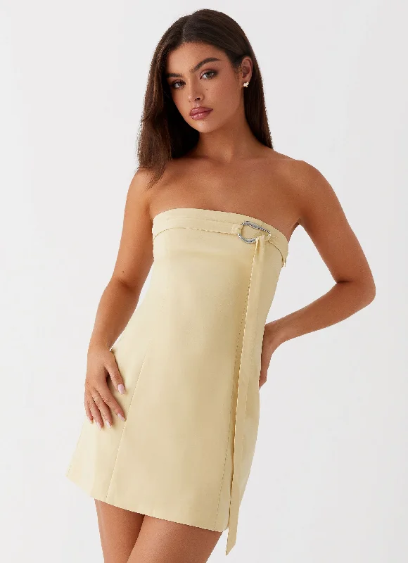 Saskia Mini Dress - Yellow Comfortable Boho Mini Dress