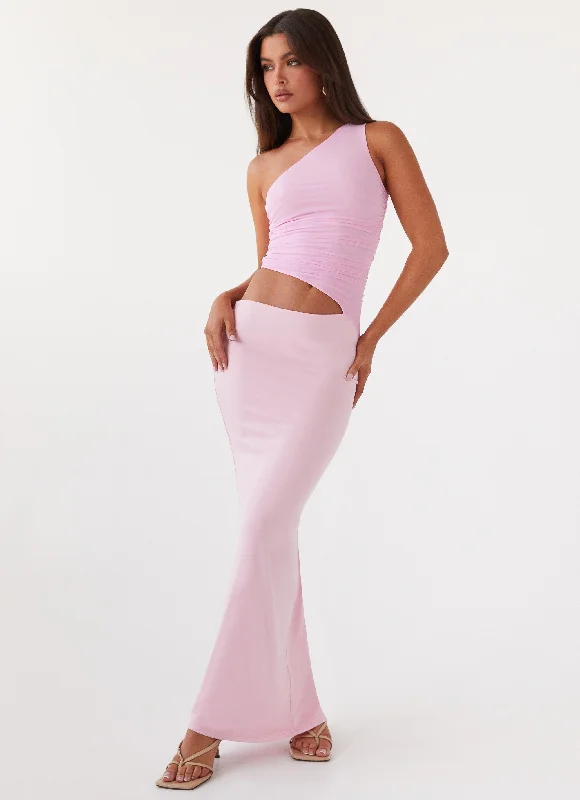 Seranella One Shoulder Maxi Dress - Pink Fashionable Halter Neck Maxi Dress