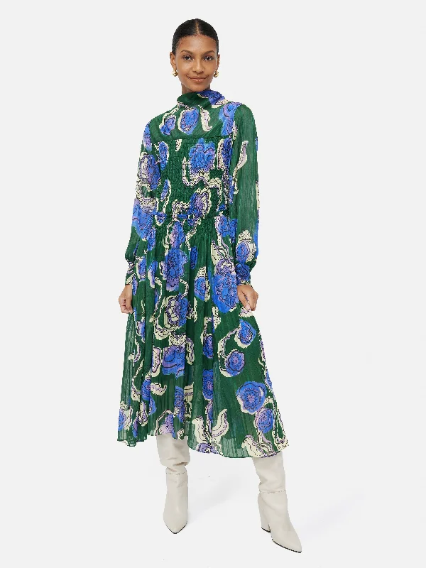 Sharan Ranshi Maxi Dress | Green Elegant Maxi Dress with Ruffles