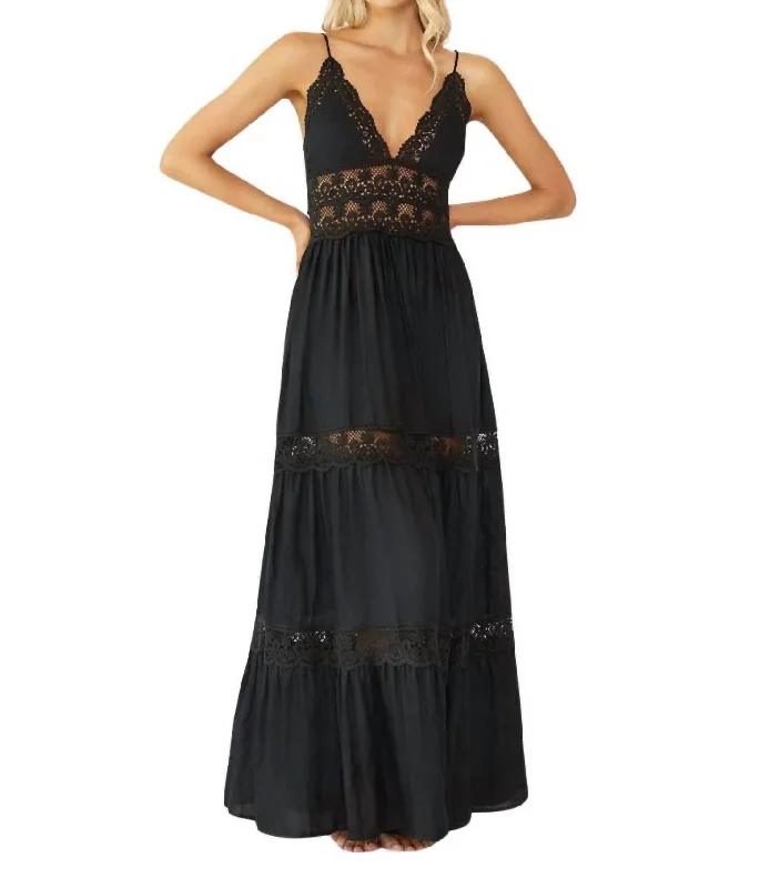 Shea Long Maxi Dress In Midnight Comfortable Long-Sleeve Maxi Dress