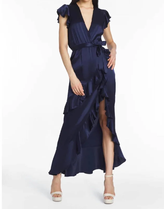 Silk Maxi Dress In Navy Comfortable Cotton Maxi Dress