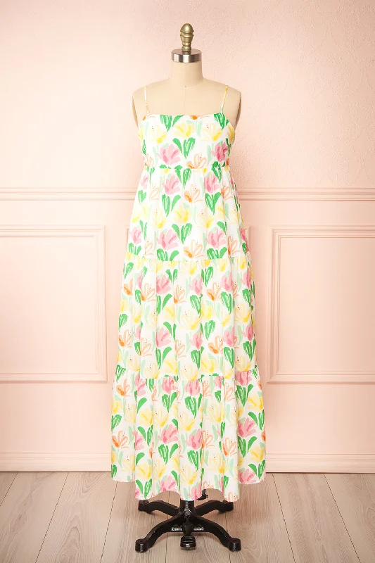 Silvia | Colourful Floral Maxi Dress Fashionable High-Waist Maxi Dress