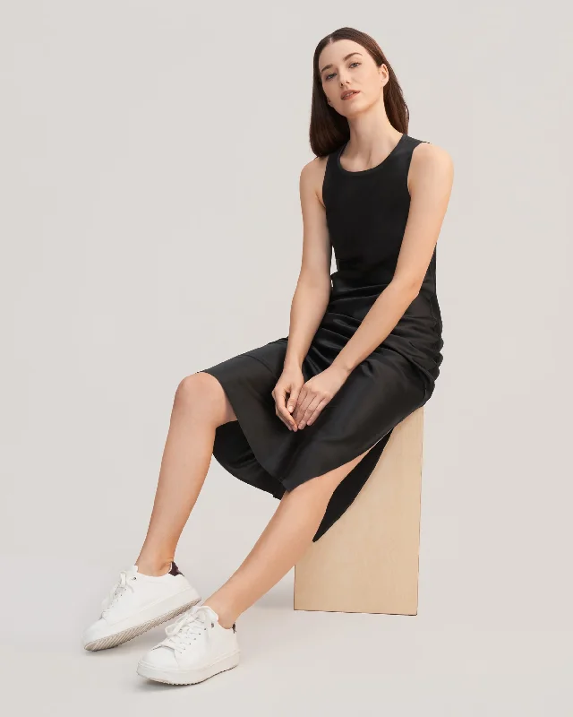 Slouchy Chic Bias Silk Maxi Dress Elegant Maxi Dress with Drapes