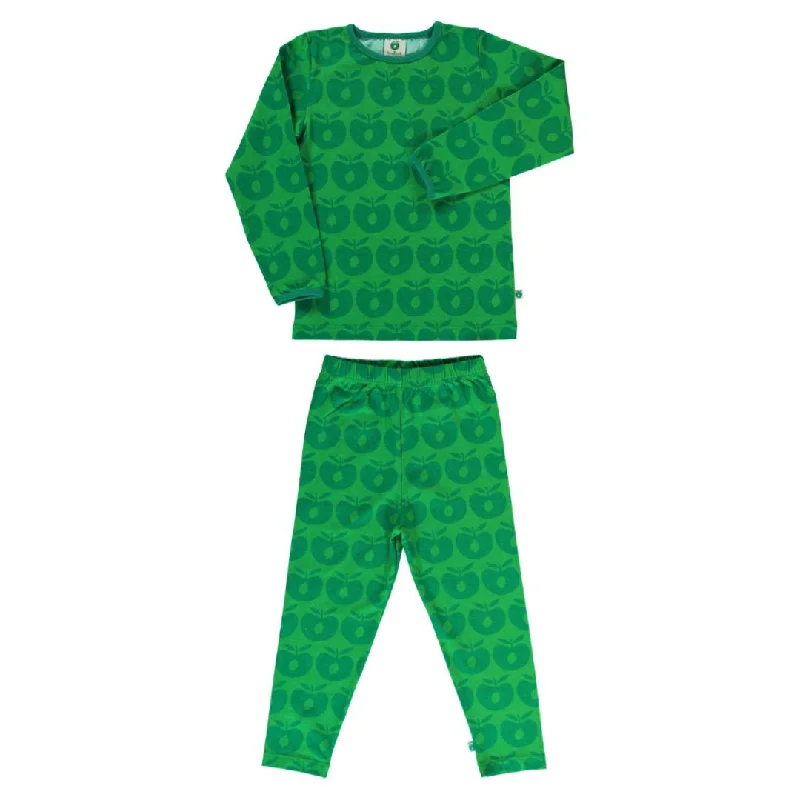 Retro Apples Long Sleeve Shirt and Leggings Set - Green - 2 Left Size 7-8 & 9-10 years Trendy High-Compression Leggings