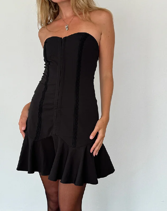 Snana Mini Dress in Tailoring Black Fashionable Polka Dot Mini Dress