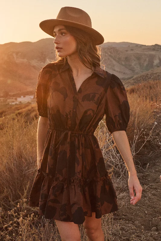 Somerton Floral Stacie Button Down Mini Dress Comfortable Zip-Up Mini Dress